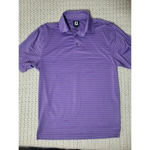FootJoy Mens ProDry Golf Polo Shirt Purple Striped Meridian Hills CC Size Small